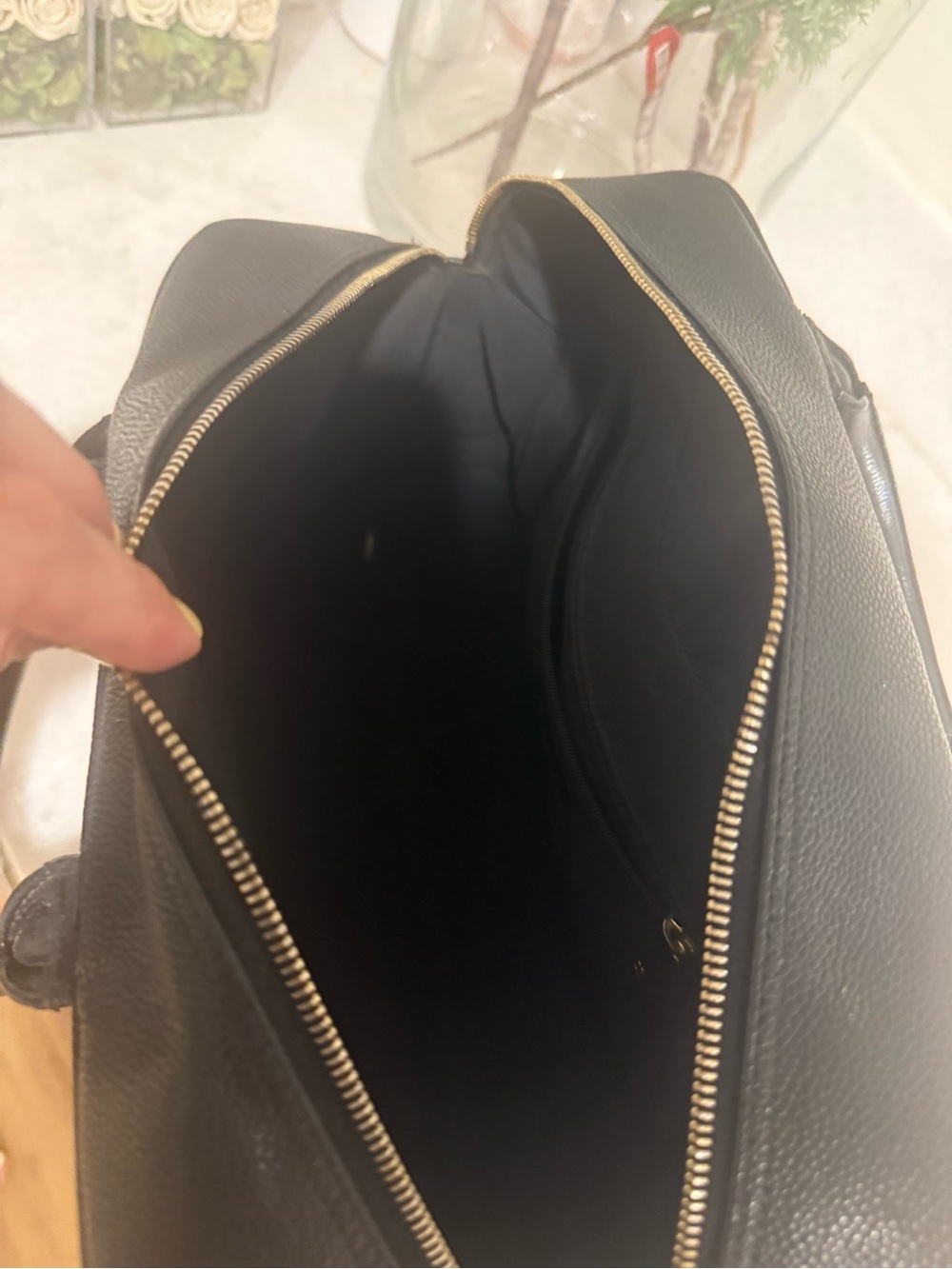 CHANEL Black Quilted caviar Leather Satchel with Top Handles bowling bag - Picture 8 of 9